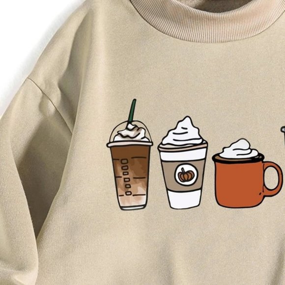 graphic pumpkin spice latte pullover cute casual fall winter warm fun - Picture 2 of 7